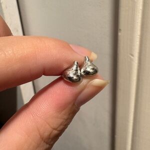Silver Hershey's Kiss Stud Earrings